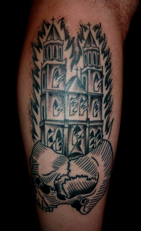 Dan morris Rain City tattoo Manchester Skull and burning c… | Flickr