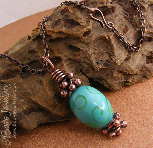 Antiqued copper glass bead pendant with molten copper buds… | Flickr
