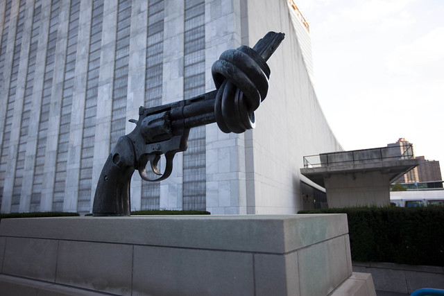 Twisted Gun Statue, at the United Nations building