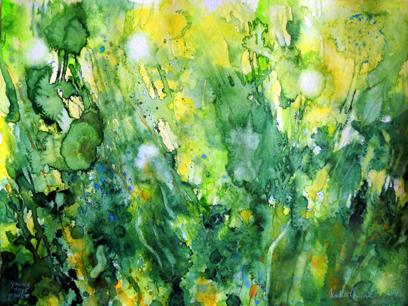 Art:...abstract contemporary watercolour (finished)...YOUNG DAYS POWER..