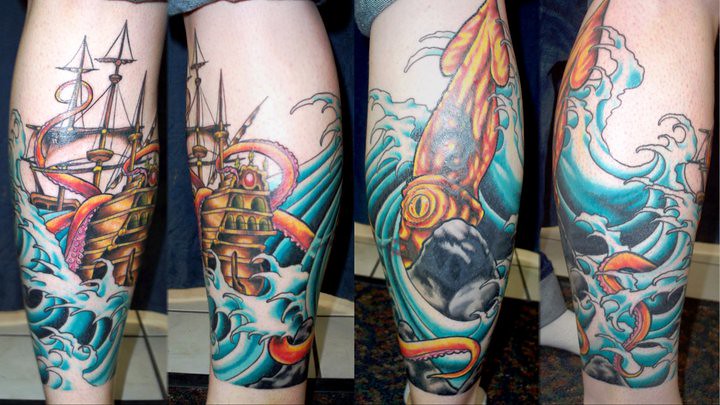 ship and octopus tattoo  Custom Tattoos by… | Flickr