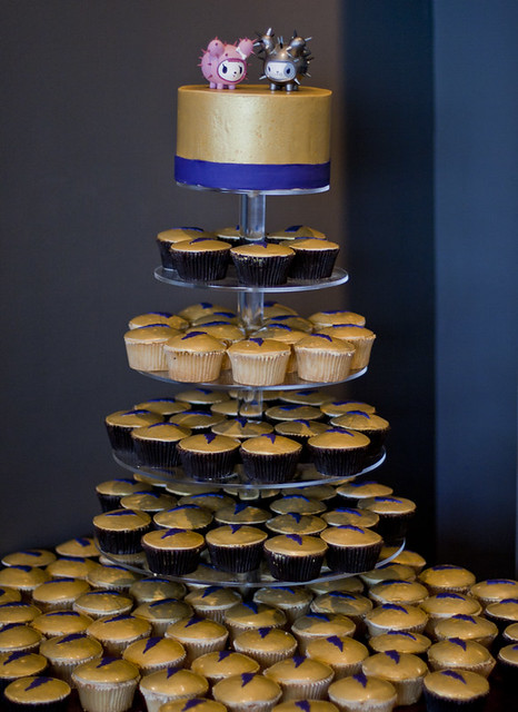 Gold and Purple Cupcake Tower