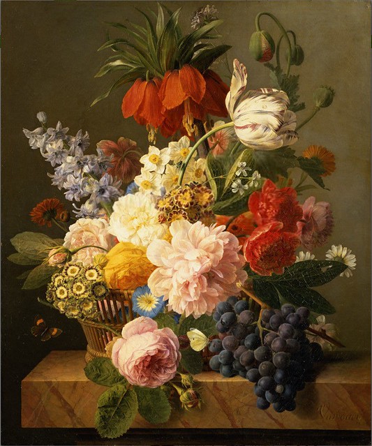 Jan Frans Van Dael 'Still Life with Flowers and Fruit' 1827 oil painting