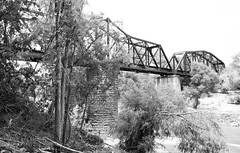 Union Pacific Railroad Truss Swing Bridge over Trinity River, Oakwood, Texas 0903111346BW