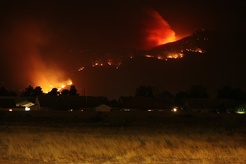 Carr Peak on Fire by Inanimate Carbon Rod, A night view of the 2011 Monument fire on Carr Peak outside Sierra Vista, AZ.arizona monument forest