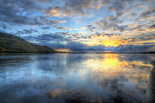 sunset reflection water alaska clouds river nikon hdr knik 1116mm d5100