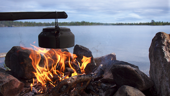 Coffee on open fire, A coffee pot on open fire, Lake Inari …