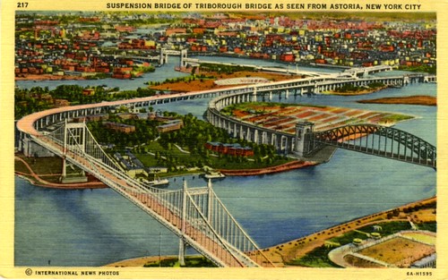 Vintage Postcard, Triboro Bridge, New York City | by Thad Roan - Bridgepix