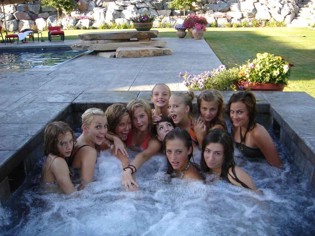 Hot girls in hot tub
