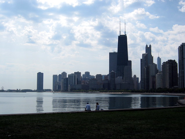 View of downtown Chicago across Lake Michigan