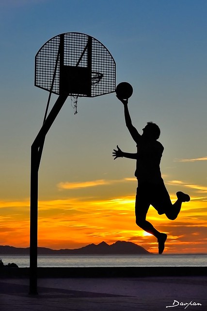 Basketball at sunset (Explored)