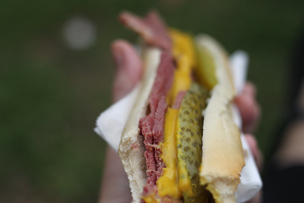 Salt beef with gerkin and Englsh mustard on freshly baked … | Flickr
