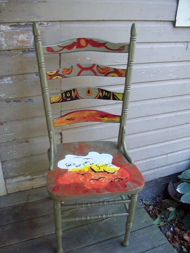 charity wood red food orange white black green art kitchen yellow valparaiso chair acrylic indiana spraypaint gouache foundobject ladderback