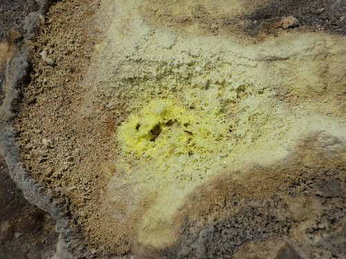 Sulfur crystals, fumarole vent, Nisyros volcano | by Cyberchemist