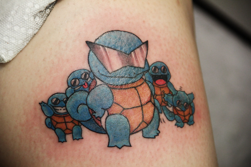 Squirtle Squad tattoo done by my gf   rpokemon