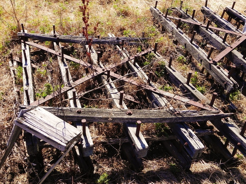 Wood frame, steel spike drag harrow | Abandoned farm equipme… | Flickr