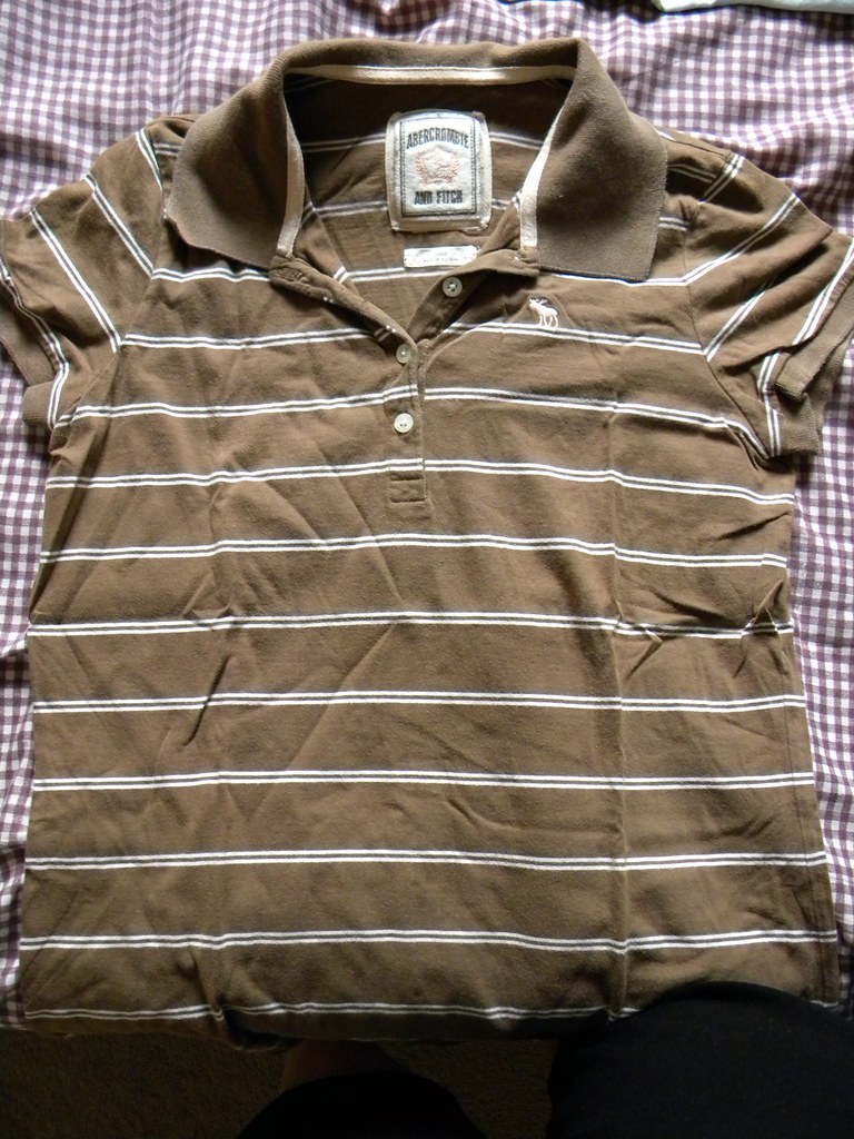Abercrombie & Fitch women's brown striped polo - size L - … | Flickr