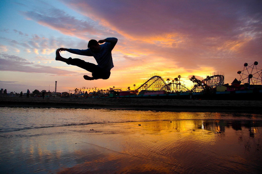 Sunset Karate Kick on Beach | A flying kick is performed on … | Flickr