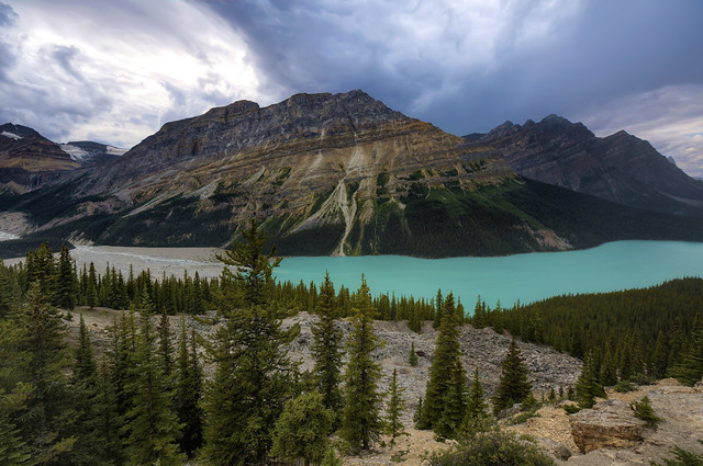 Peyto Lake From Bow Summit In Banff National Park, Alberta, Canada :: HDR
