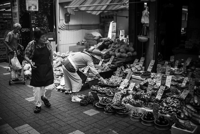 Locals shoping for fresh fuit, Tokyo Japan
