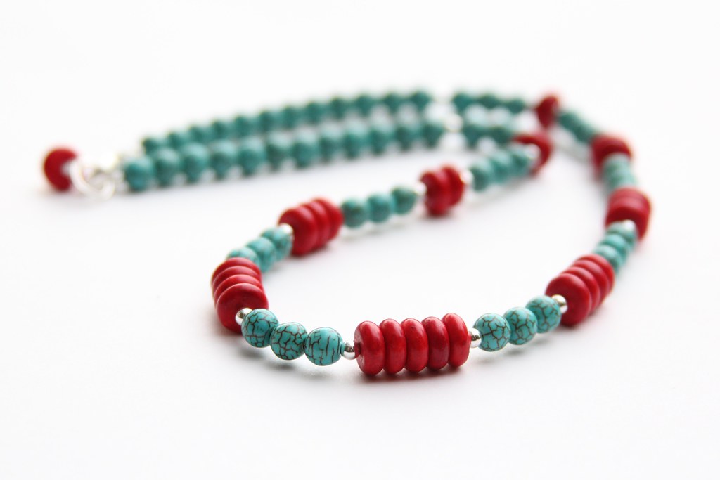 red coral and turquoise howlite necklace | A gift for DP ...