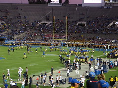 UCLA Players Warming Up at Rose Bowl Prior to BYU-UCLA Game, Pasadena, California