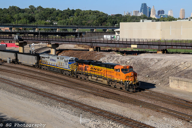 BNSF 6116 Drags a coal load through Kc