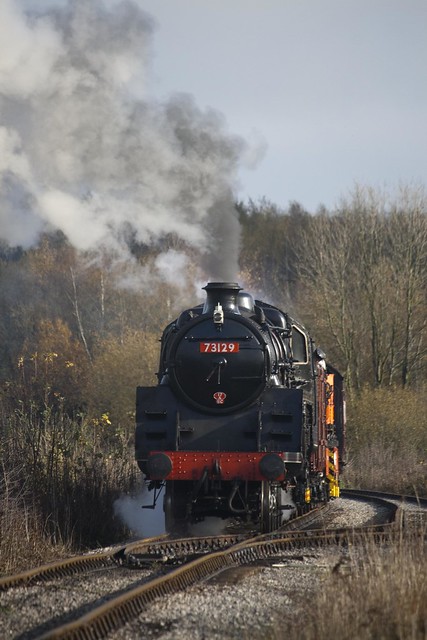 73129 on photo charter, Midland Railway Centre, November 2011