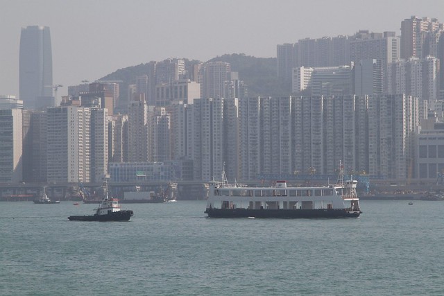 Double deck vehicular ferry on Victoria Harbour