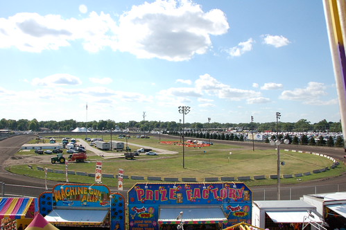 DSC_0321 by davidecasteel, At the Iowa State Fair: view of the oval dirt track from the Ferris Wheel