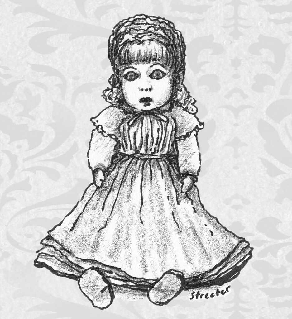 Кукла произведение 7. Кукла черно белая. Кукла иллюстрация. Нарисовать куклу. Зарисовка куклы.