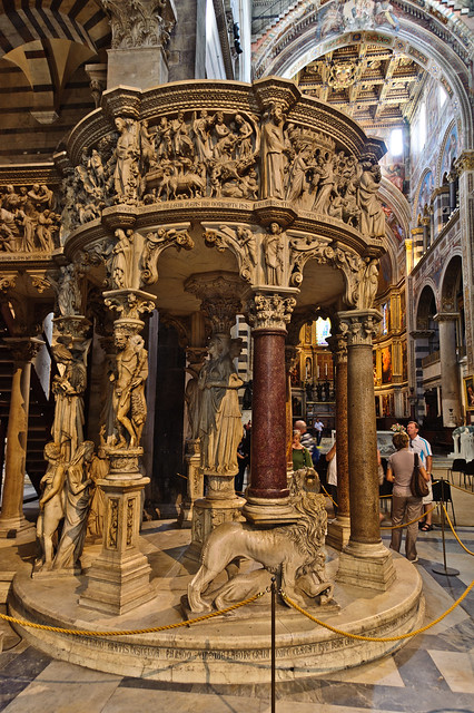 The pulpit of Pisa's Duomo, carved between 1302–1310, by Giovanni Pisano, son of Nicola Pisano