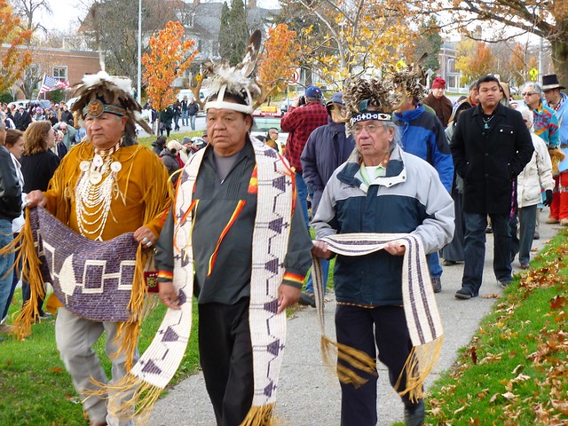 Chiefs in front with wampum