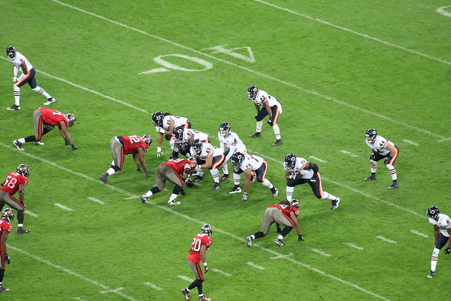 Jay Cutler at the line of scrimmage