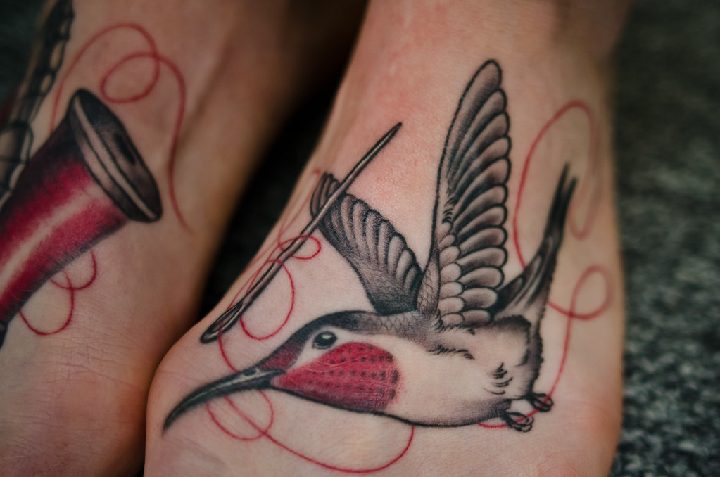 Close-up of the hummingbird | Month-old feet tattoos done by… | Flickr