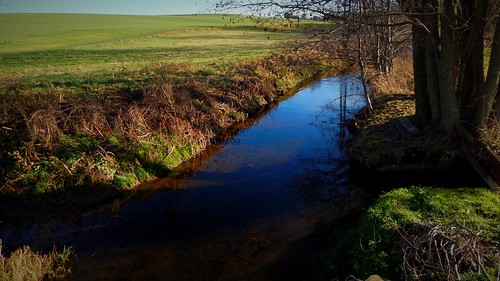 landschaft landscape bach burn stream creek winter meadow wiese blau blue grün green nikon nikoncoolpixl820 caledoniafan vignette