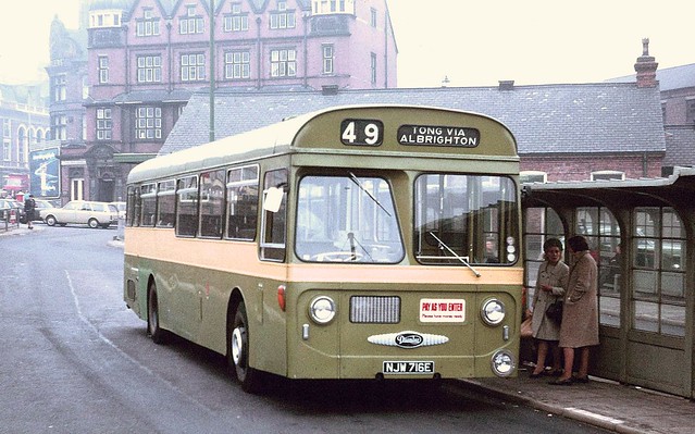 Wolverhampton Corporation: 716 NJW716E 1967 Daimler Roadliner SRC6 Strachan B54D in Victoria Square Bus Station