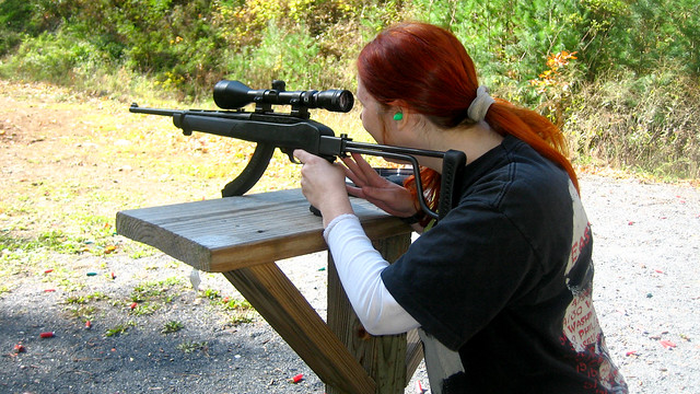 20111016 - 1 - shooting range - 1049 - Carolyn - shooting Ruger rifle - IMG_3822