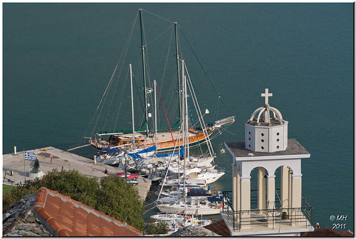 churchtower 14140 yacht boat sea harbour skopelos town northern sporades greece panasonic gh2 dmcgh2