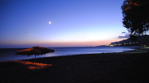 night shot of the beach. koutsouras crete