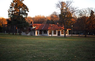 Elmwood Park Pavilion in the late afternoon sun