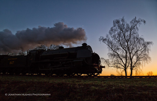 bluebellrailway bluebell sunset silhouette steam smoke engine loco train rail tree lineside metal sky moon