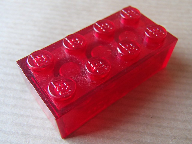 LEGO: Numbers in tube brick Trans-red