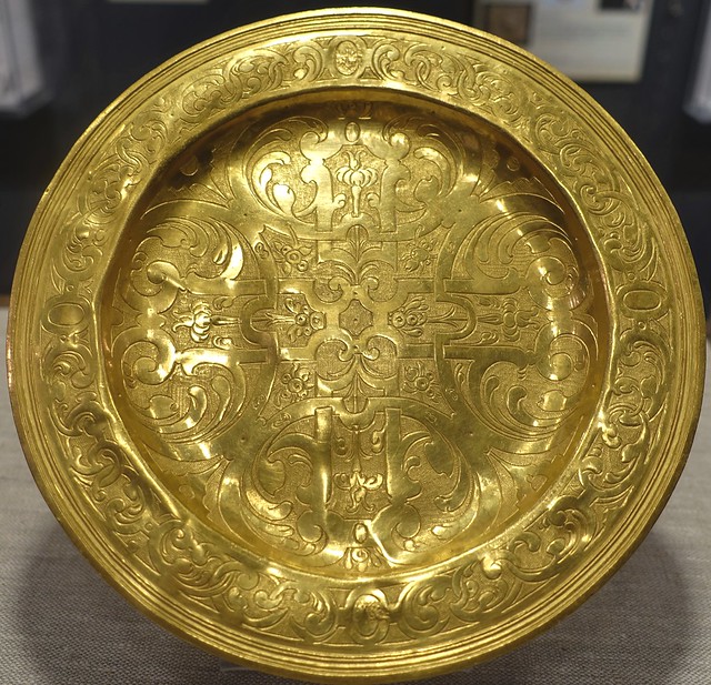 Gold Salver with hand-chiseled patterns recovered from the sunken Spanish galleon 