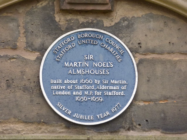 Sir Martin Noel's Almshouses - Earl Street, Stafford - blue plaque