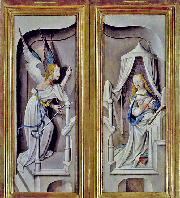 Triptych, Virgin & Child in enclosed garden, closed state with annunciation [1480-1520] - Master of Delft