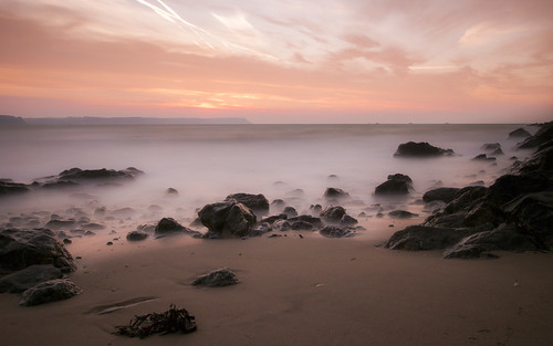 sea sky irish beach water wales clouds sunrise bay rocks soft long exposure waves fluffy oxwichbay