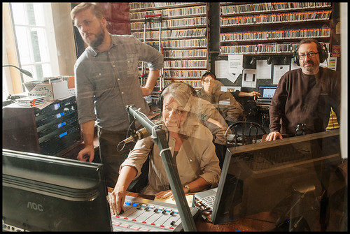 Russell Shelton, Sally Young, and Ron Phillips in the studio at WWOZ Fall Fund Drive 2015 day 10. Photo by Ryan Hodgson-Rigsbee - www.rhrPhoto.com
