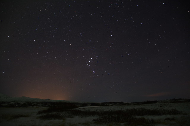 Constellation Orion seen from Thingvellir rift valley National Park