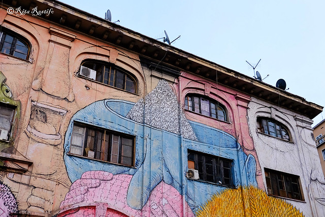 Roma. Ostiense. Fronte del Porto. Street art by Blu. Detail